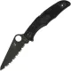 Spyderco Pacific Salt 2 Folding Knife 3.78" H1 Black TiCN Serrated Blade Black Handle Cyclaire Knives and Tools