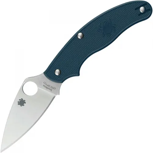 Spyderco UK Penknife - 2.95" CPM-SPY27 Leaf-Shaped Satin Plain Blade Cobalt Blue FRN Handle