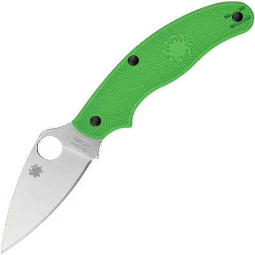 Spyderco UK Penknife Salt Green SLIPIT Folding Knife - 3" LC200N Leaf Plain Blade Green FRN Handle