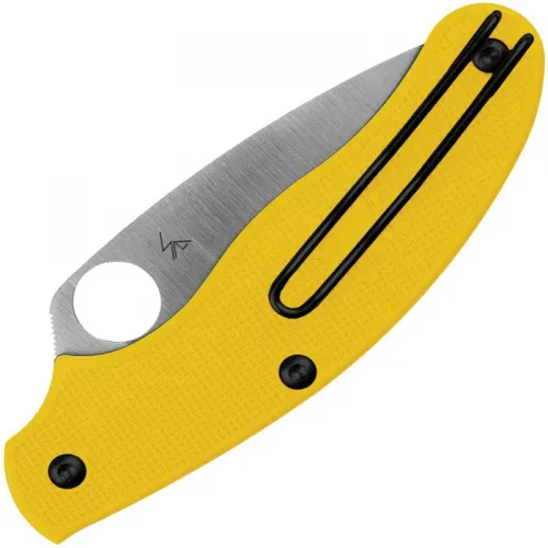 Spyderco UK Penknife Salt UK EDC Knife - 2.9"  CPM-MagnaCut Leaf Blade Yellow Handle
