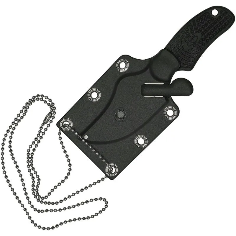 Spyderco ARK Neck Knife - 2.5" H2 Satin Plain Blade Black FRN Handle Cyclaire Knives and Tools