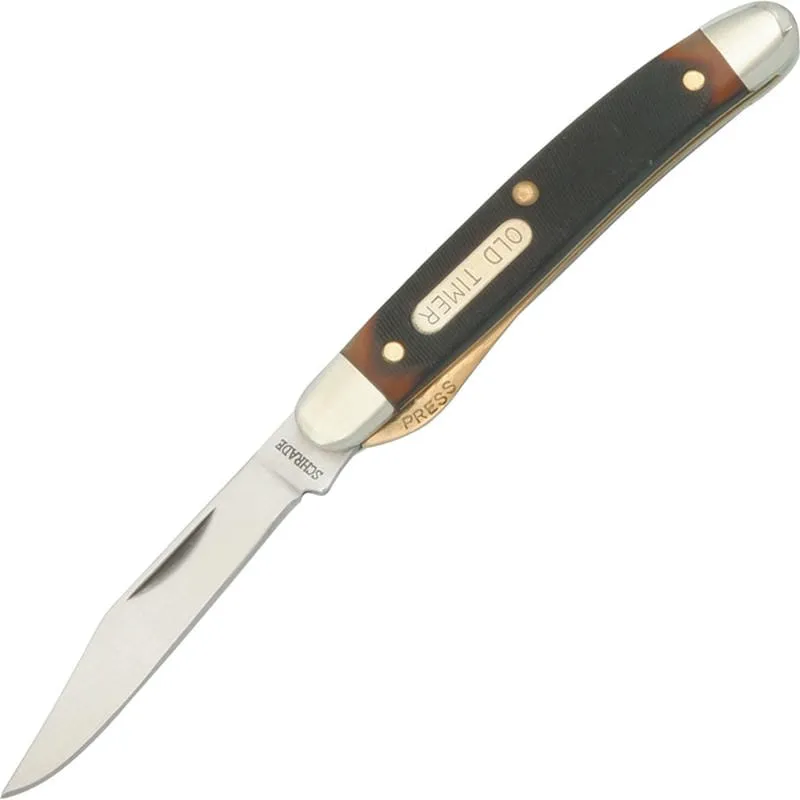Schrade 18OT Old Timer Mighty Mite Folding Knife - 2" Blade Sawcut Delrin Handle with Nickel Silver Bolsters Cyclaire Knives and Tools