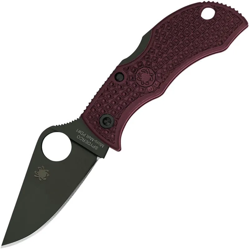 Spyderco Manbug Sprint Run Folding Knife - 1.90" CTS-PD#1 Black Blade Burgundy FRN Handle Cyclaire Knives and Tools