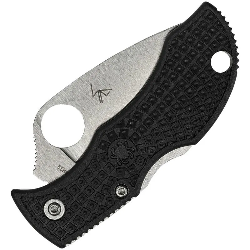 Spyderco Manbug Folding Knife - 1.9" VG10 Satin Leaf Shaped Serrated Blade, Black FRN Handle Cyclaire Knives and Tools