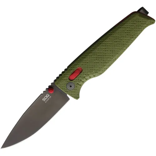 SOG Altair XR Folding Knife - 3.19" 154CM Black TiNi DP Blade Field Green GRN Handle