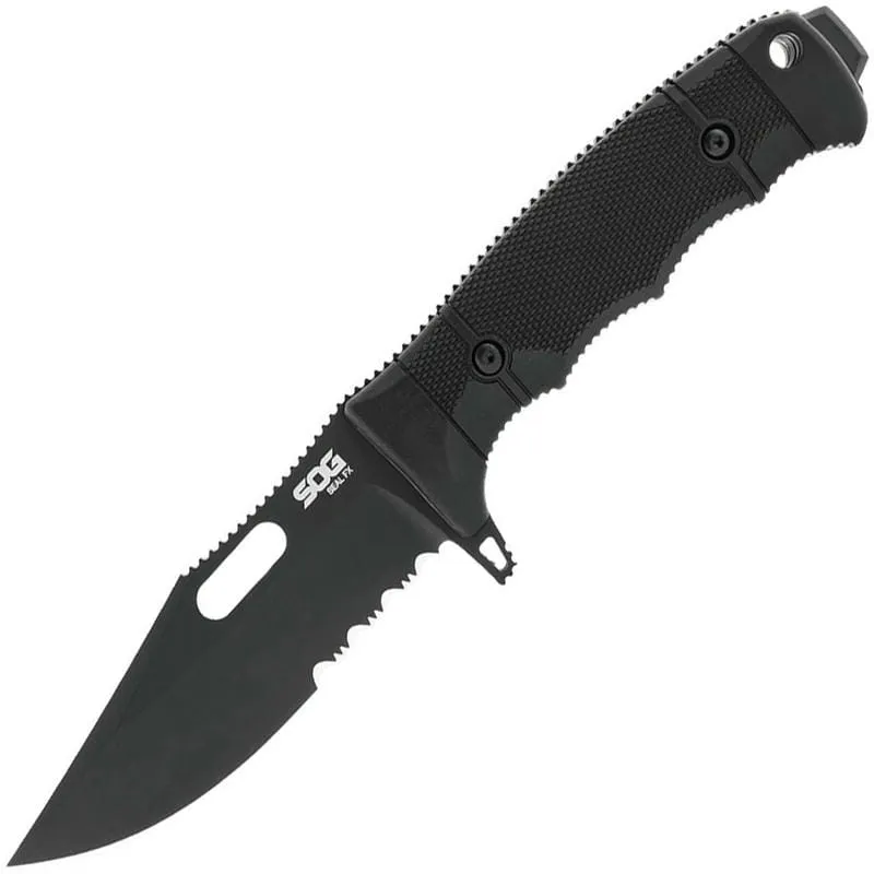 SOG SEAL FX Part Serrated Knife - 4.3" S35VN Black Tanto Blade, GRN Handles, Kydex Sheath Cyclaire Knives and Tools