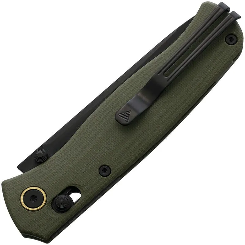 SRM Knives 255L-GP Ambi-Lock Folding Knife - 3.2" 10Cr15CoMoV Black PVD Blade Green G10 Handle Cyclaire Knives and Tools