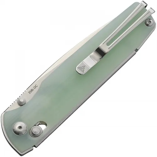 SRM Knives 258L-GC Ambi-Lock Folding Knife - 3.54" D2 Tool Steel Blade Jade G10 Handle
