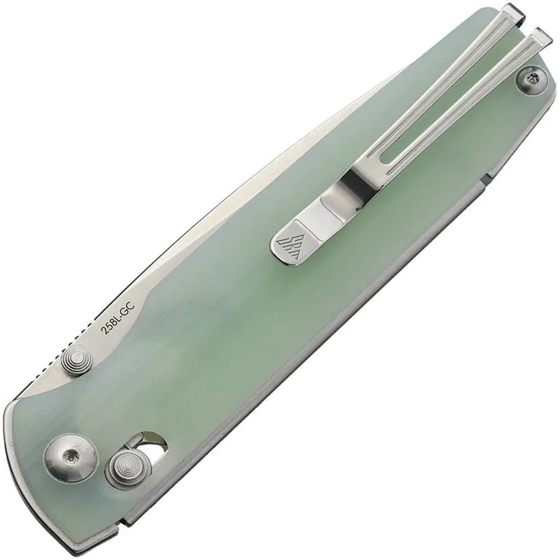 SRM Knives 258L-GC Ambi-Lock Folding Knife - 3.54" D2 Tool Steel Blade Jade G10 Handle Cyclaire Knives and Tools