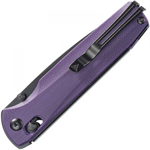 SRM Knives 258L-GN Ambi-Lock Folding Knife - 3.54" Black D2 Tool Steel Blade Purple G10 Handle