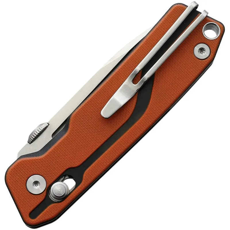 SRM Knives 7228-GJ Rubik Crossbar Lock Folding Knife - 2.72" D2 Tool Steel Blade Orange and Black G10 Handle Cyclaire Knives and Tools