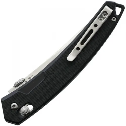 SRM Knives 9211 Folding Knife - 3.57" Satin Tanto Blade Black G10 Handle Crossbar Lock