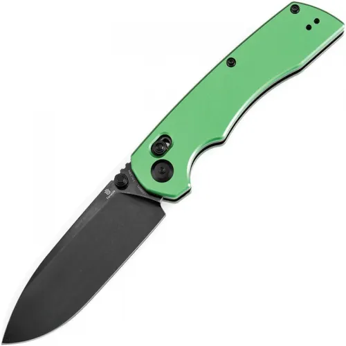 Tenable Knives Kryo Folding Knife - 3.58" 14C28N Black Stonewashed Drop Point Blade Green Aluminum Handle