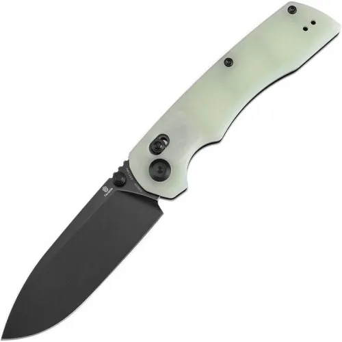 Tenable Knives Kryo Folding Knife - 3.58" 14C28N Black Stonewashed Drop Point Blade Jade G10 Handle
