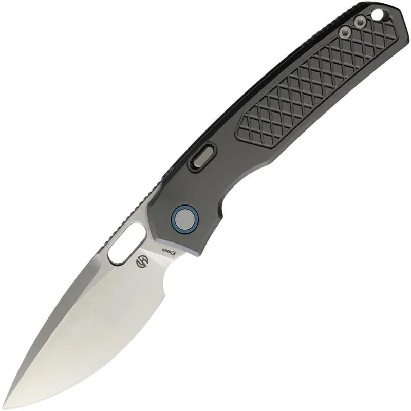 Vosteed Psyop Top Liner Lock - 3.32" Elmax Blade with Grey Checkered Titanium Handle Cyclaire Knives and Tools