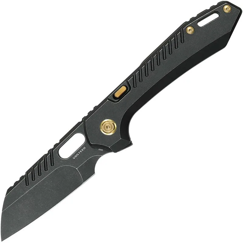Vosteed RSKAOS Top LinerLock Knife - 3.3" M390 Black Sheepsfoot Blade Black Titanium Handle Cyclaire Knives and Tools