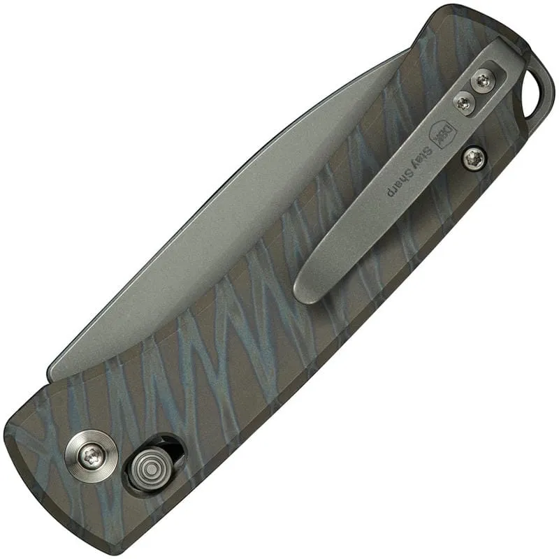 We Knife DBK Dutch Bushcraft NightBlade - 2.98" CPM-20CV Grey Blade Tiger Stripe Flamed Titanium Handle Cyclaire Knives and Tools
