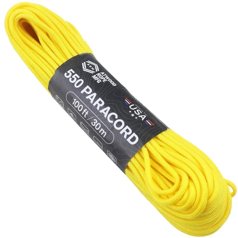 Atwood Rope MFG Premium 550 Paracord - Golden Yellow - 100ft  Cyclaire Knives and Tools
