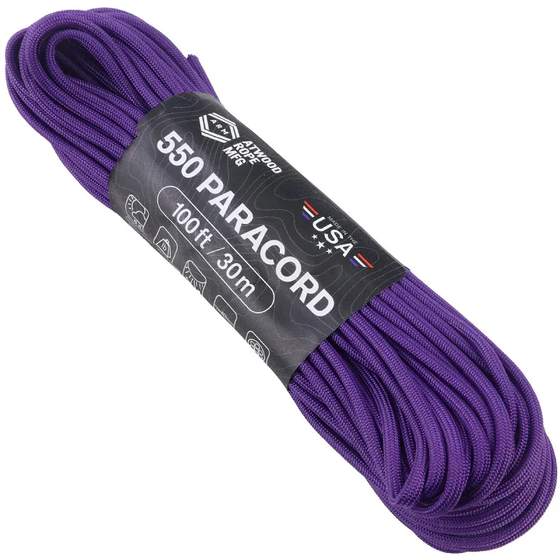 Atwood Rope MFG Premium 550 Paracord - Purple - 100ft  Cyclaire Knives and Tools