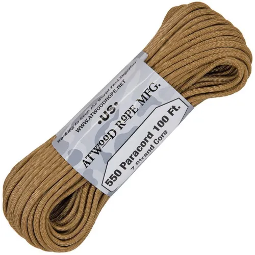 Atwood Rope MFG Premium 550 Paracord - Tan - 100ft 