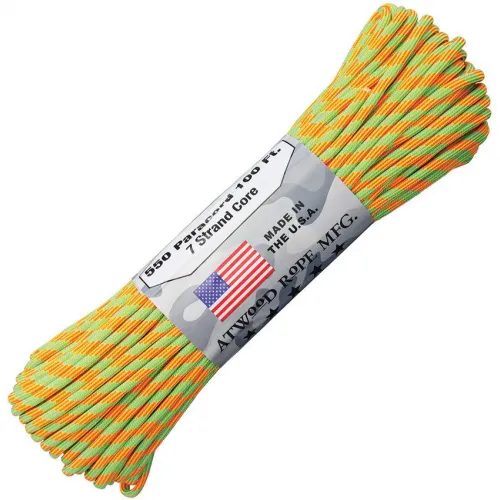 Atwood Rope MFG Premium 550 Paracord - Crush (Neon Orange and Green) - 100ft 