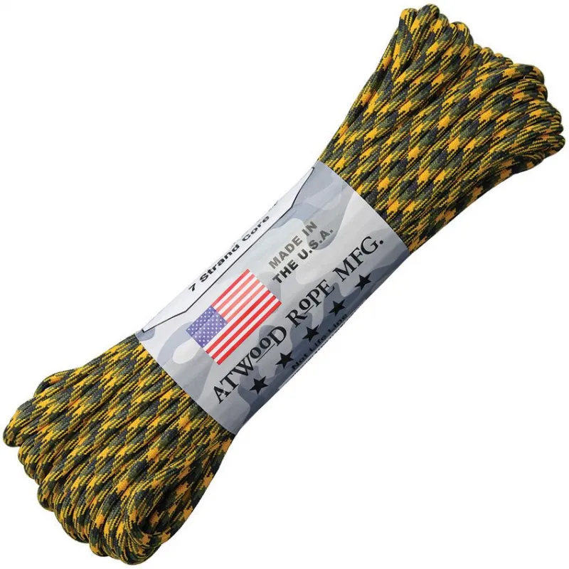 Atwood Rope MFG Premium 550 Paracord - Bulldozer (OD Green, Black, Yellow) - 100ft  Cyclaire Knives and Tools