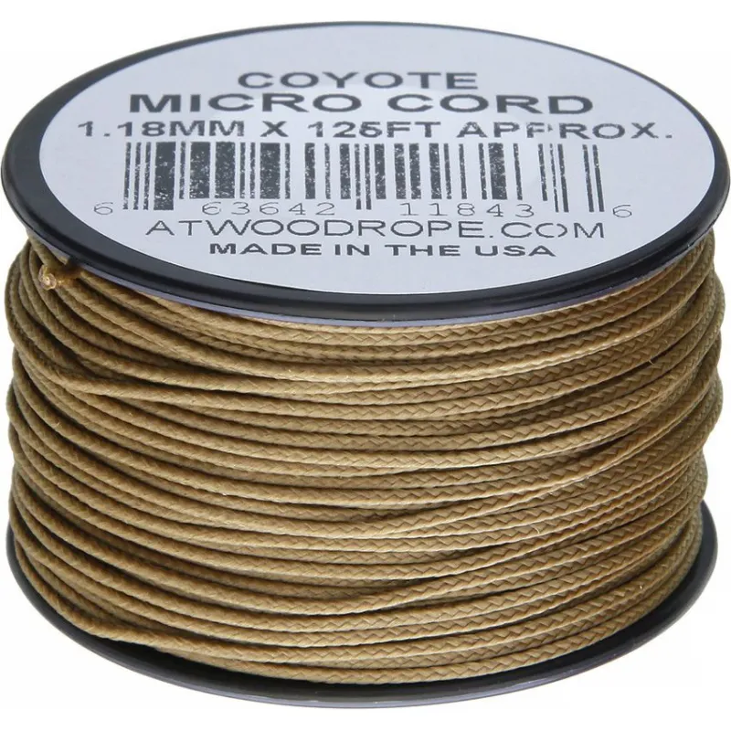Atwood Rope MFG 1.18mm Micro Cord Coyote 125ft Spool Cyclaire Knives and Tools