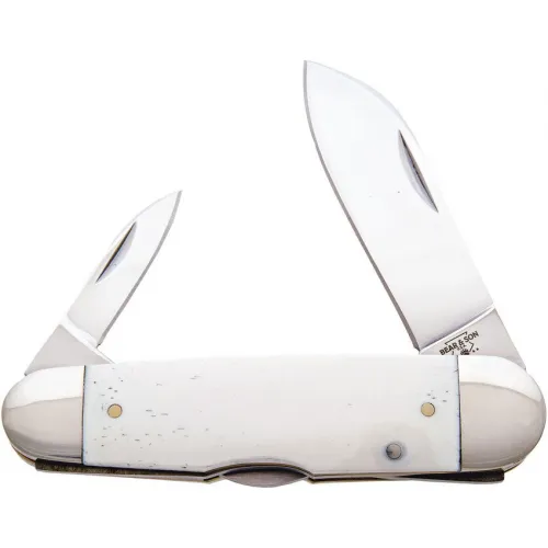 Bear & Son Paranha Lockback Knife - 2 Blades White Smooth Bone Handle