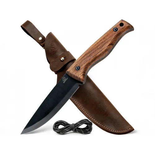 BeaverCraft BSH3 Nightfall Bushcraft Knife - 4.72" Carbon Steel Blade Walnut Handle Leather Sheath
