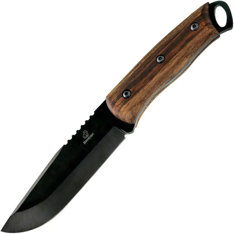 BeaverCraft BSH4 Dusk Bushcraft Knife - 4.92" Carbon Steel Blade Walnut Handle and Leather Sheath Cyclaire Knives and Tools