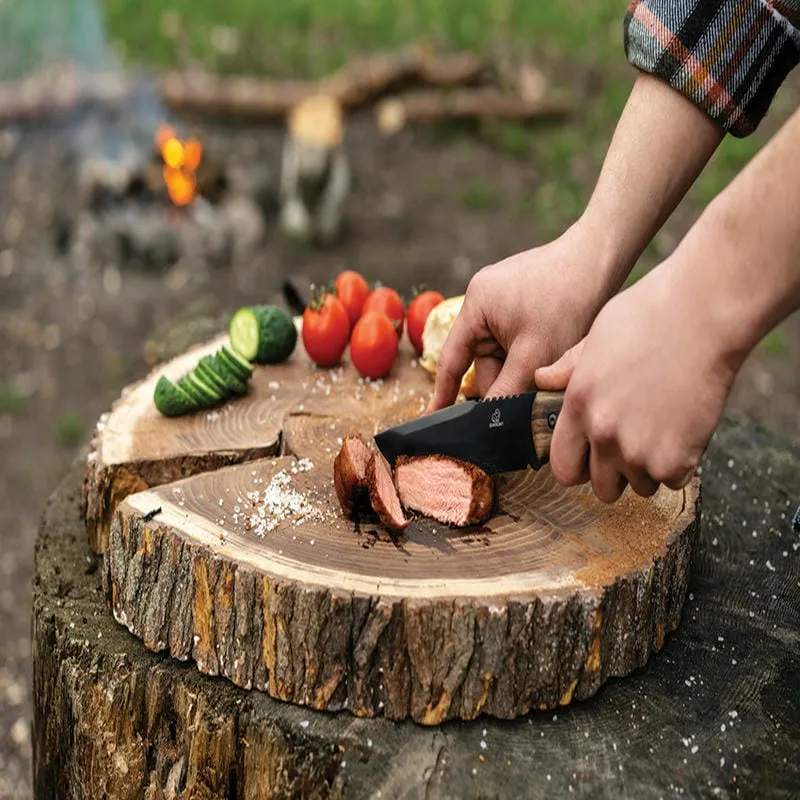 BeaverCraft BSH4 Dusk Bushcraft Knife - 4.92" Carbon Steel Blade Walnut Handle and Leather Sheath Cyclaire Knives and Tools