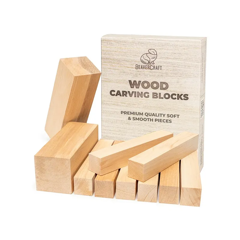 BeaverCraft BW10 Alder - 10 Piece Set of Alder Carving Blocks Cyclaire Knives and Tools