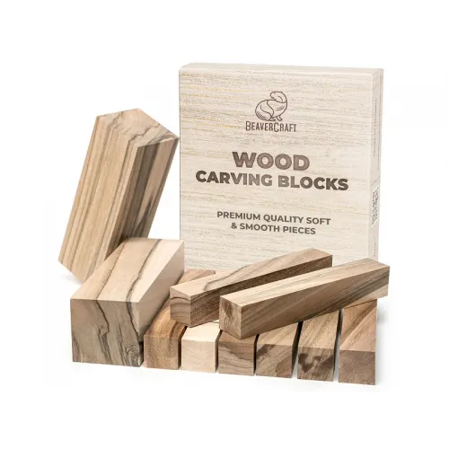 BeaverCraft BW10 Walnut - 10 Piece Set of Walnut Carving Blocks