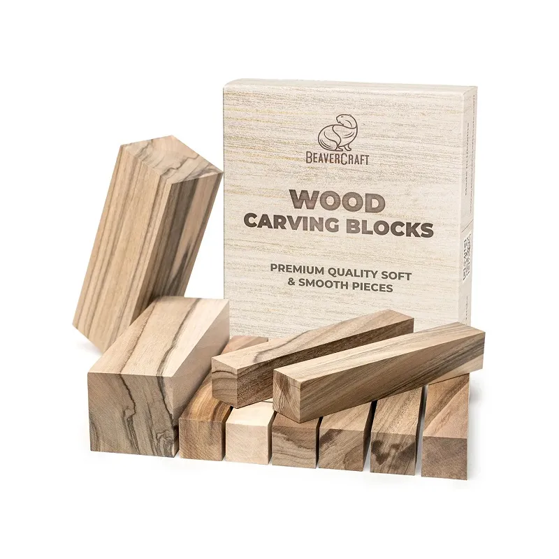 BeaverCraft BW10 Walnut - 10 Piece Set of Walnut Carving Blocks Cyclaire Knives and Tools