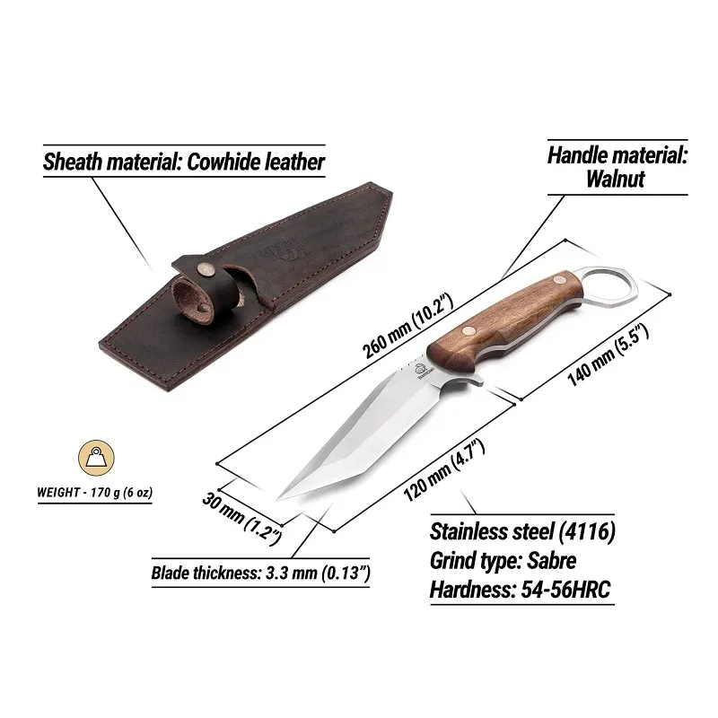 BeaverCraft CGK1 Camp Knife - 4.72" X50CrMoV15 Stainless Steel Blade Leather Sheath Cyclaire Knives and Tools