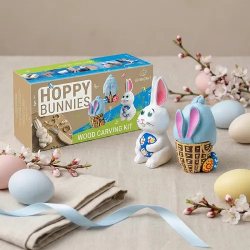 BeaverCraft Hoppy Bunnies Wood Carving Kit