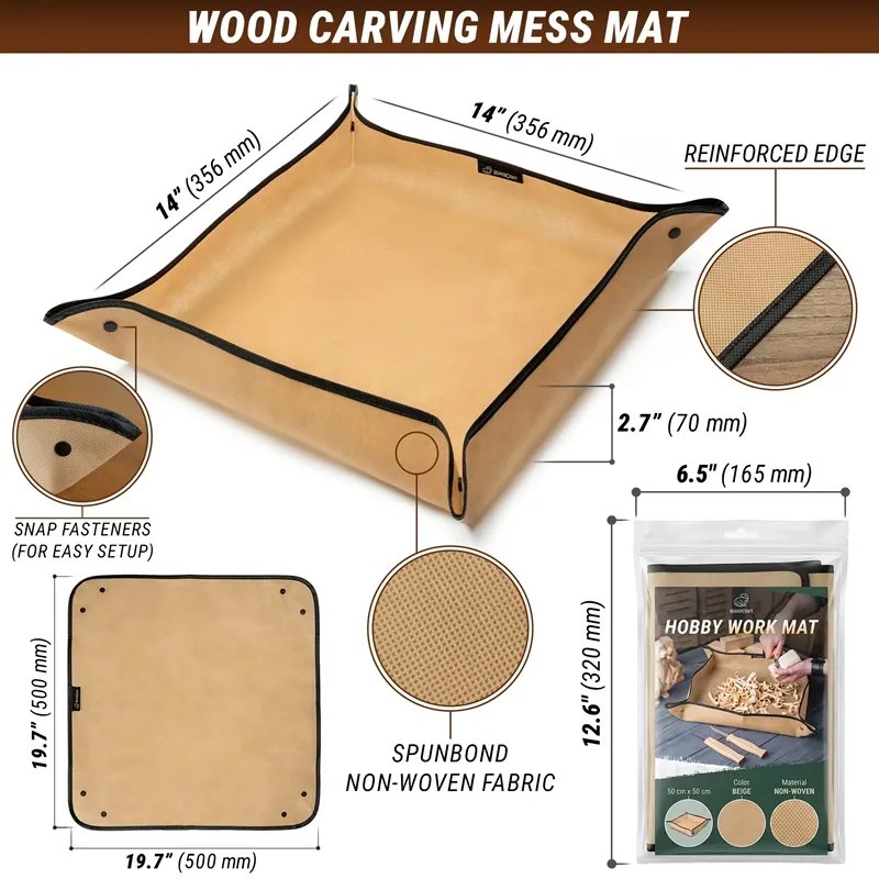 BeaverCraft Hobby Work Mat - Wood Chip Catcher for Carvings and Craft Cyclaire Knives and Tools
