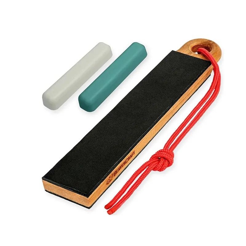 BeaverCraft LS9P2 Pocket Dual Sided Leather Paddle Strop with 2 Compunds Cyclaire Knives and Tools