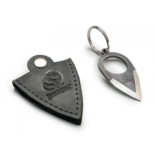 BeaverCraft PK1 Small Keychain Knife with Finger Ring and Leather Sheath