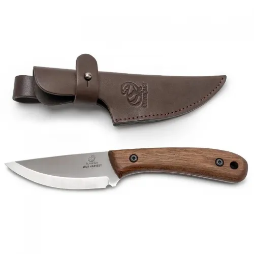 Beavercraft BSH7 Wild Harvest Bushcraft Knife - 3.54" 1066 Carbon Blade Walnut Handle Leather Sheath