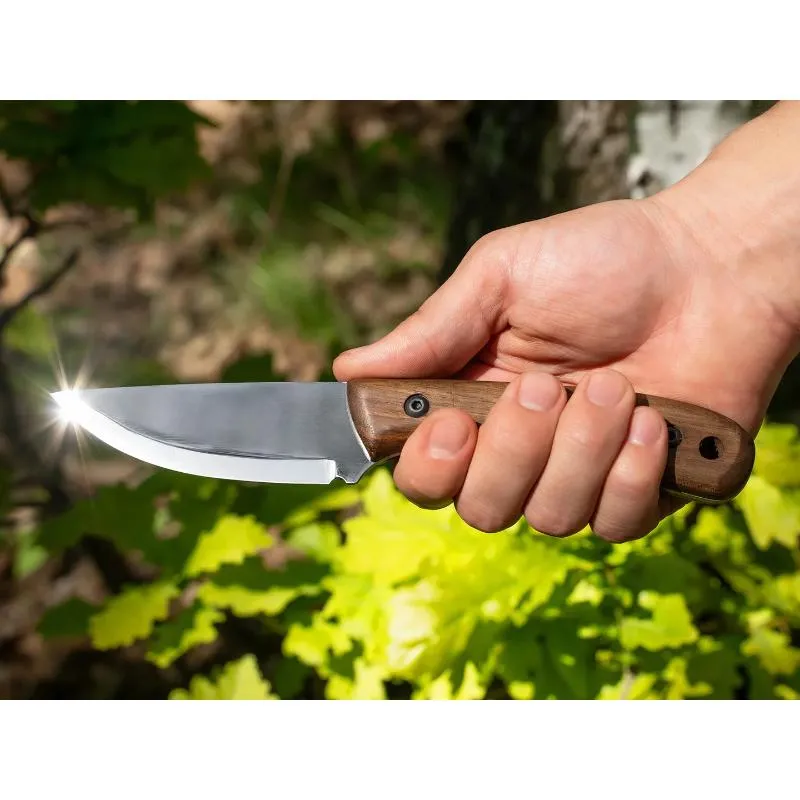 Beavercraft BSH7 Wild Harvest Bushcraft Knife - 3.54" 1066 Carbon Blade Walnut Handle Leather Sheath Cyclaire Knives and Tools