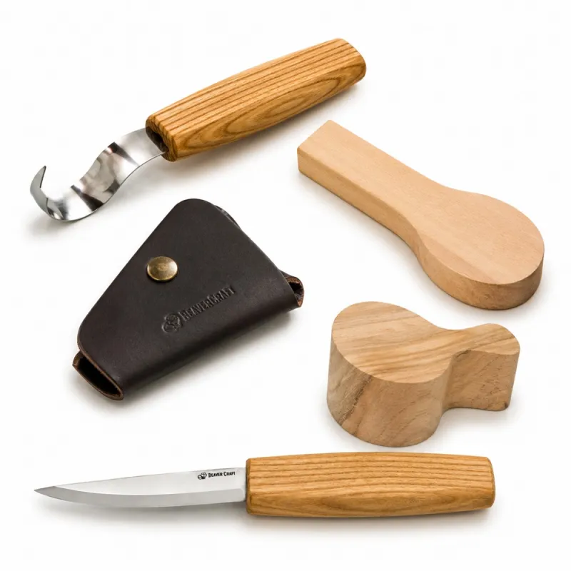 BeaverCraft Spoon and Walnut Kuksa Carving Bundle Cyclaire Knives and Tools