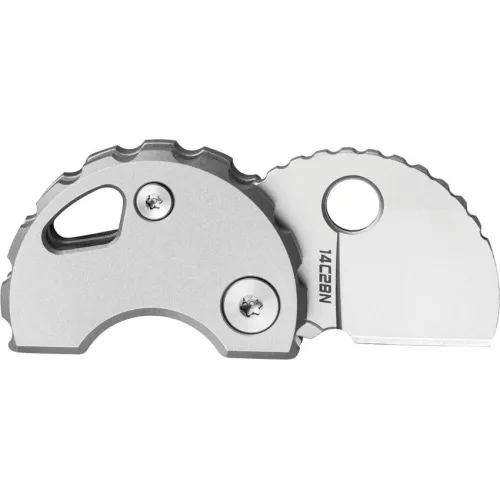 Bestechman Turtle Button Lock Keychain Folding Knife - 0.79" 14C28N Bead Blast Sheepsfoot Blade Steel Titanium Handle