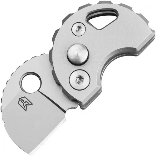 Bestechman Turtle Button Lock Keychain Folding Knife - 0.79" 14C28N Bead Blast Sheepsfoot Blade Steel Titanium Handle