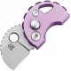 Bestechman Turtle Button Lock Keychain Folding Knife - 0.79" 14C28N Bead Blast Sheepsfoot Blade Purple Titanium Handle