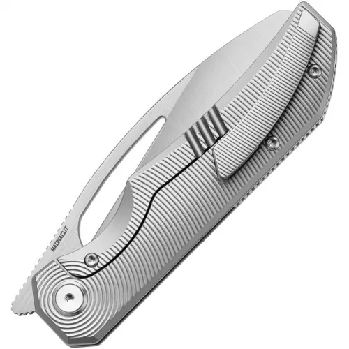 Bestech Knives Mini Taipan Folding Knife - 3.25" Hollow Grinds MagnaCut Sheepsfoot Blade Bead Blasted Titanium Handle 