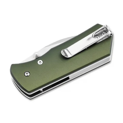 Boker Lefti Pocket Knife - 2.24" 12C27 Blade Green Aluminum Handle