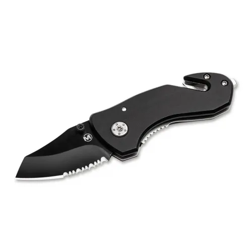 Boker Magnum Black Rescue Knife - 2.08" High Carbon Stainless Steel Blade Black Handle 