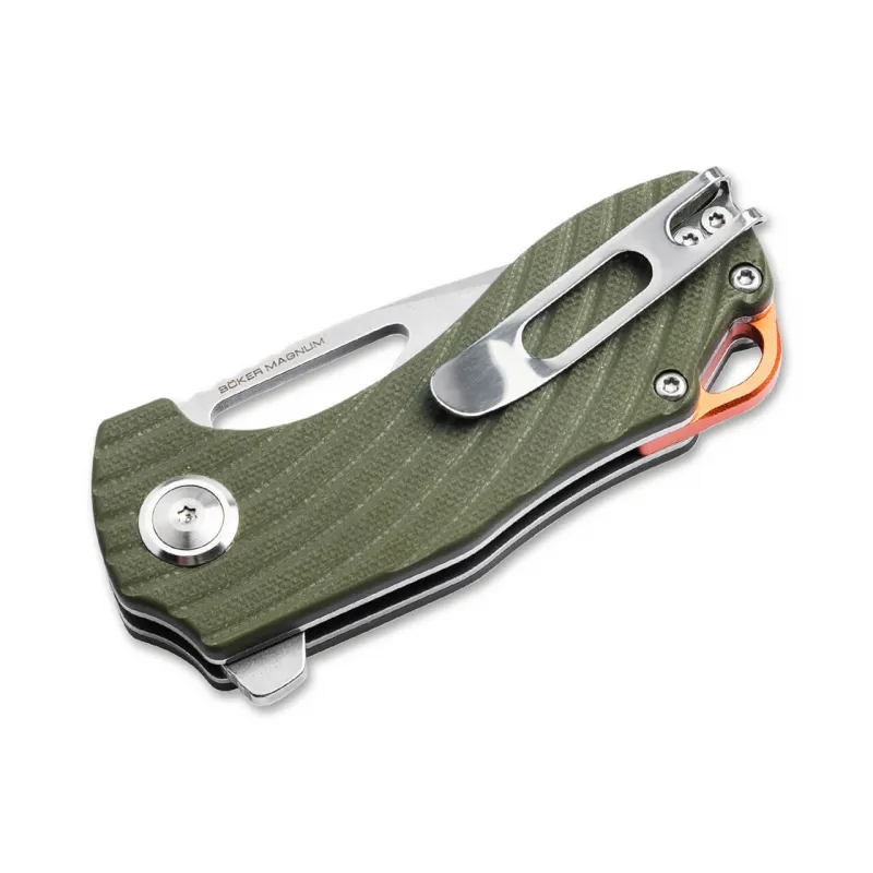 Boker Magnum Tadpole Folding Knife - 2.36" 440A Stonewashed DP Blade OD Green G10 Handle Cyclaire Knives and Tools