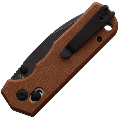 Boker Rockstub Folding Knife - 2.64" Black Stonewashed Blade Brown Micarta Handle